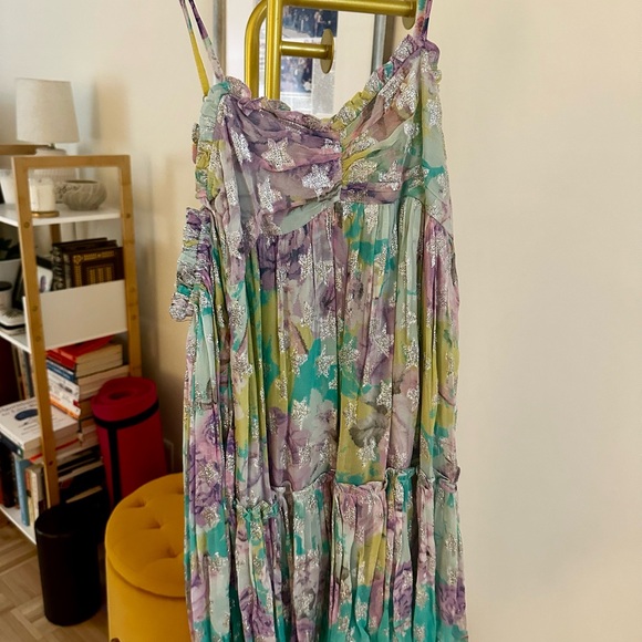 Rococo Sand Ivy Mini Dress in Butter Yellow and Lavendar - Picture 3 of 5